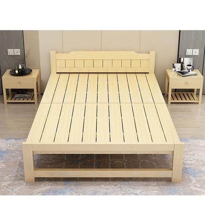{ Tặng  đệm gối } Giường ngủ 1m2 xếp gọn gỗ thông tự nhiên cực chắc chắn
