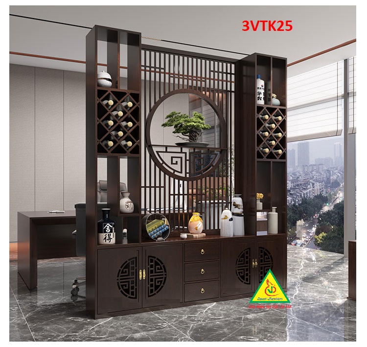 Vách ngăn phòng khách nhà bếp, Tủ kệ vách ngăn phòng 3VTK25