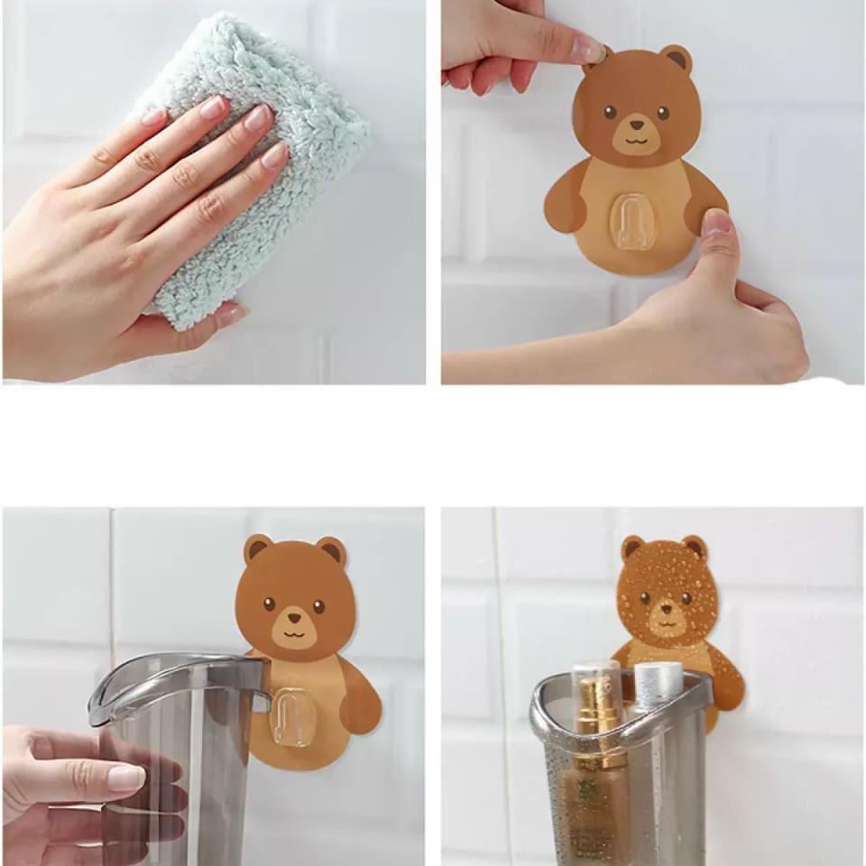 Cốc để bàn chải dán tường hình gấu