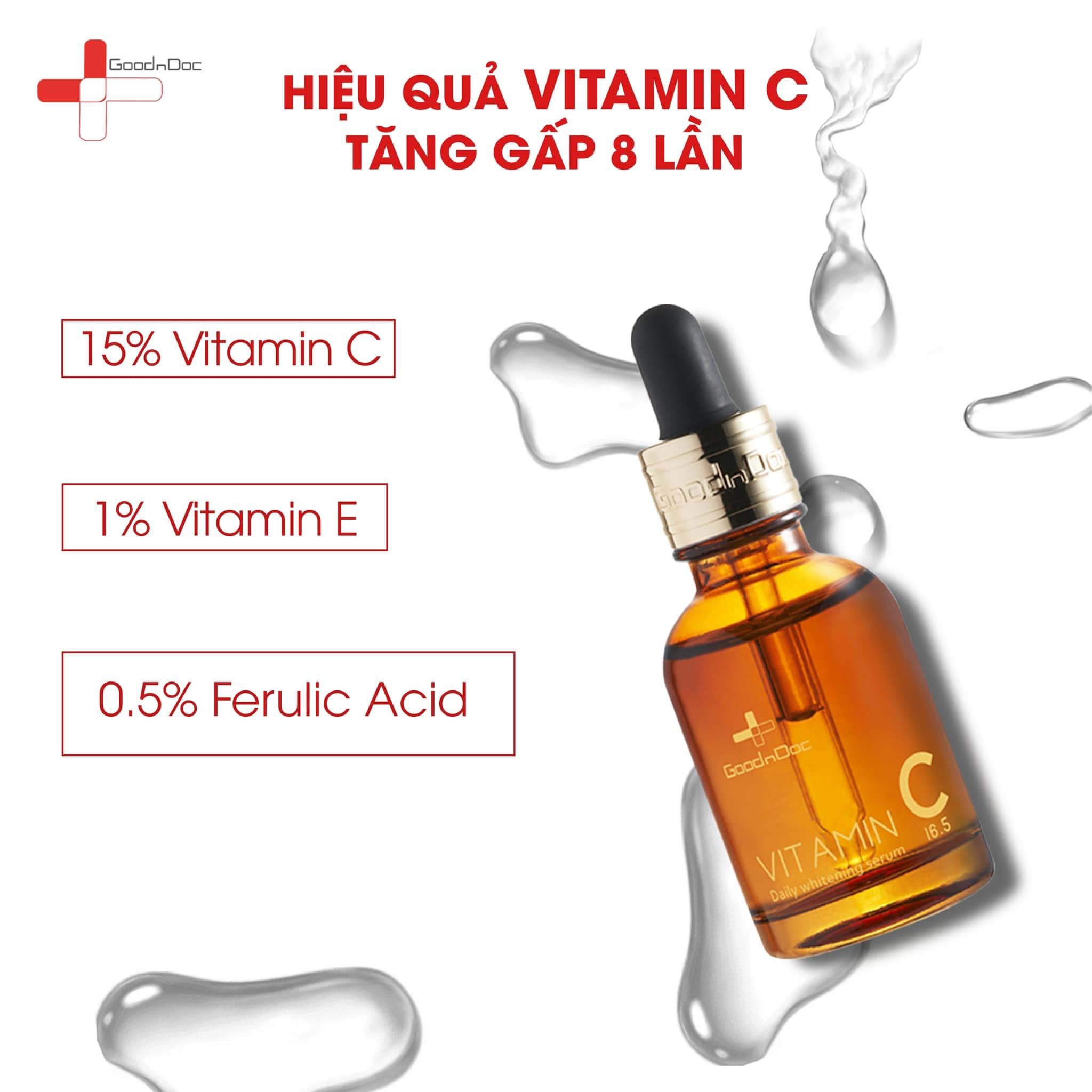 Serum C GoodnDoc Dưỡng Trắng Sáng Da,Hỗ Trợ Giảm Thâm Nám, Chống Lão Hóa Vitamin C 16.5 Daily Whitening - GoodnDoc Vitamin C 30ml