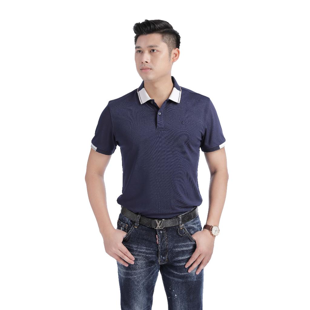 Áo polo nam cổ bẻ ngắn tay thể thao thời trang cao cấp cá sấu poly trơn xanh navy GIFASHION MPC30310