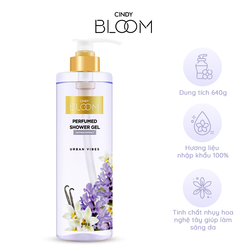 Combo sữa tắm nước hoa Cindy Bloom Aroma Flower mùi hương ngọt ngào nữ tính + Urban Vibes tự tin cuốn hút 640g