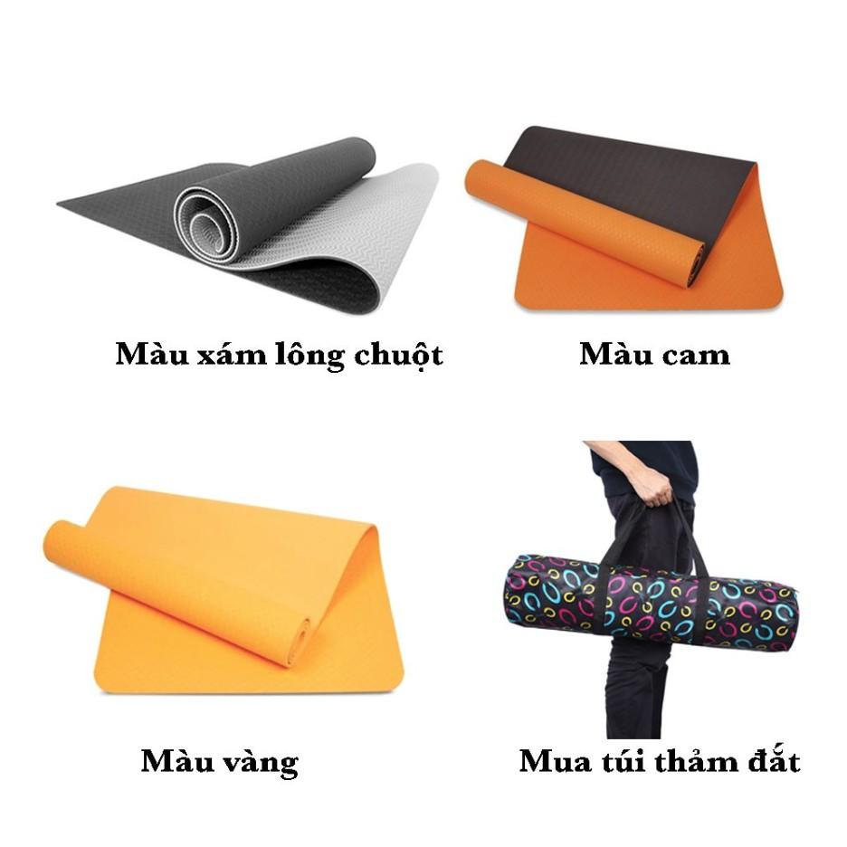 Thảm tập YOGA, GYM 8mm,6mm. Chống trượt tập thể dục tpe 2 lớp không mùi,Độ dày chuẩn Loại 1, Giảm Chấn Thương Khi Tập