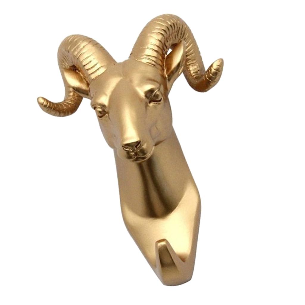 4x Animal Head Wall Hook Wall Mounted Keys Hat Hanger Rack Art Gold Color