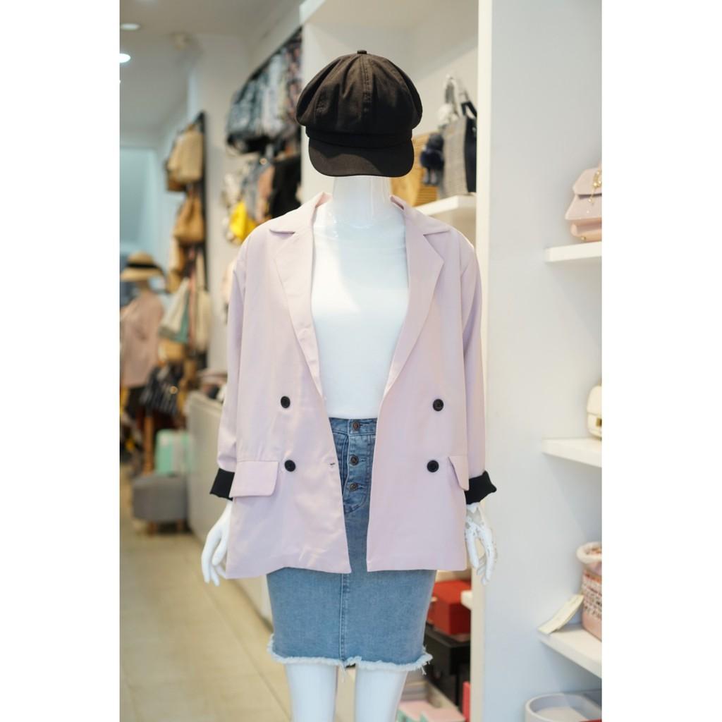 Blazer Menina Trơn Dáng Dài 054 Hồng