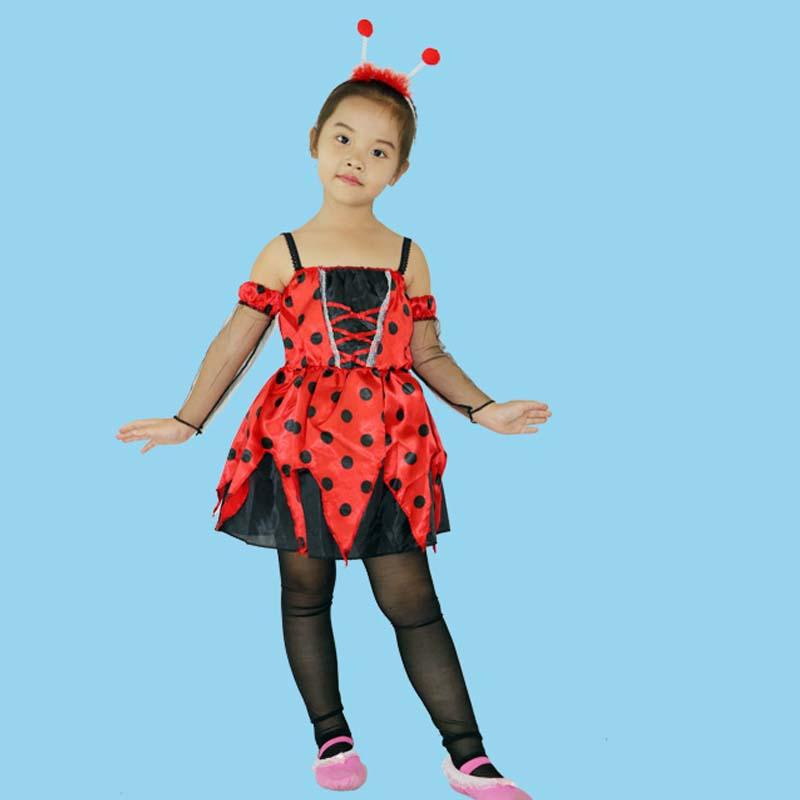 Hoạt Hình Trẻ Em Bé Gái Đỏ Đầm Nữ Trang Phục Hóa Trang Bọ Rùa Áo Ăng Ten Xinh Xắn Trang Phục Bộ Sinh Nhật Đầm Purim Halloween