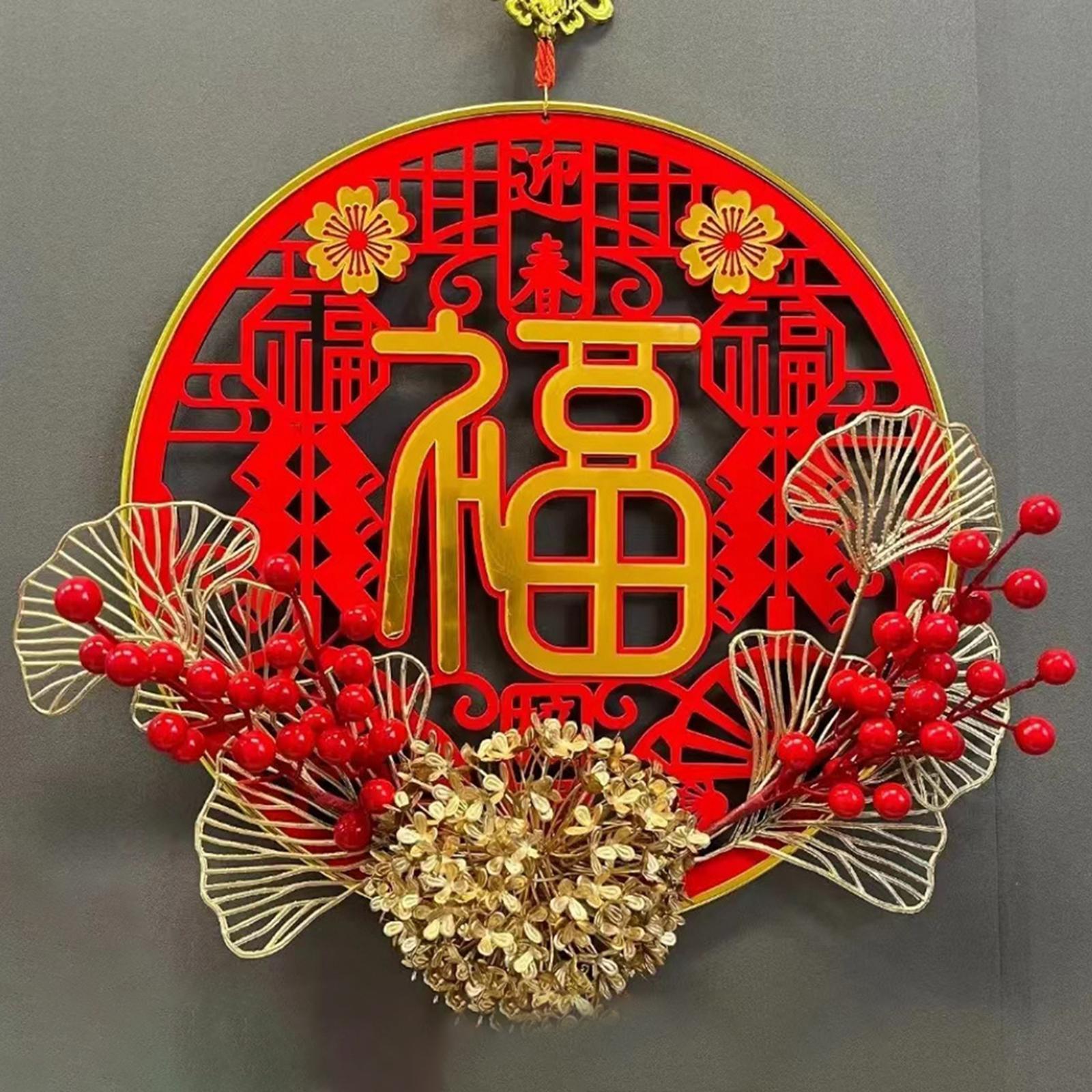 Vòng Treo Cửa Chữ PHÚC bằng acrylic, Chất liệu flannel bền Dùng Trang Trí Năm Mới Nhà Cửa/ Văn Phòng May Mắn