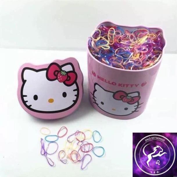 Hộp chun buộc tóc 2000 dây Hello Kitty siêu xinh cho các con buộc tóc