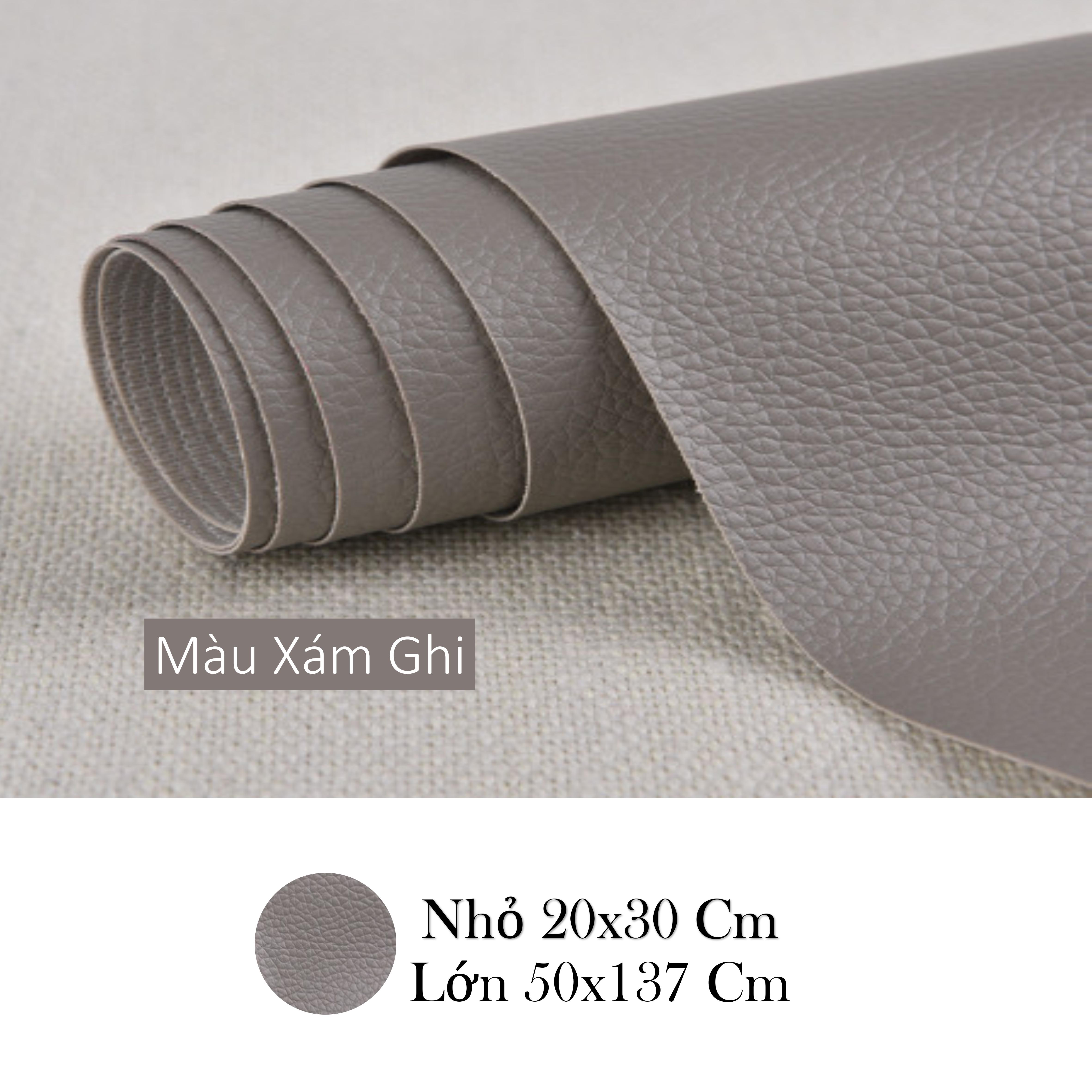 Miếng dán vải da PU - Miếng vải da dán sofa, quần á, giày dép, các đồ vật có bề mặt da - Màu xám nhạt - Màu đỏ mận - Màu nâu sẫm - Màu đen - Màu kaki - Màu be - Màu cafe - Kích thước 20x30cm - Kích thước 50x137cm