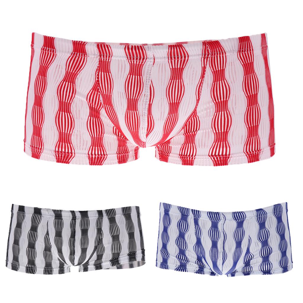 26-35inch Men's Sexy Open Pouch See Through Underwear Boxers Brief UnderUnderpants Gifts