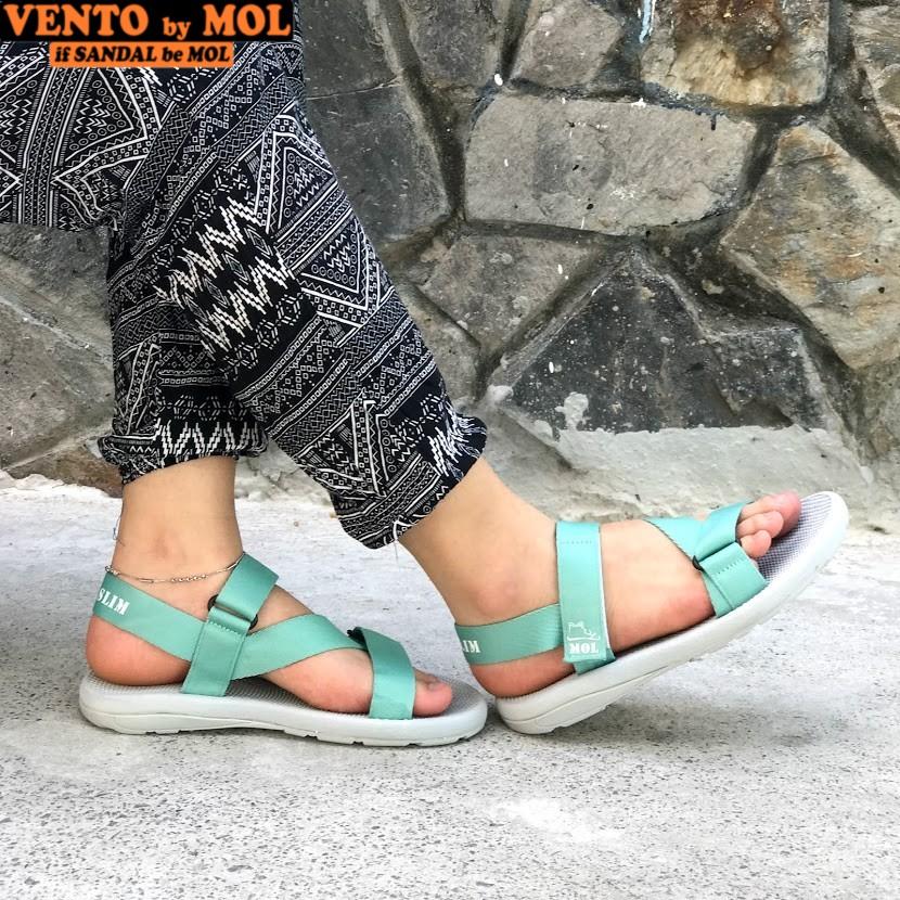 Giày sandal unisex nam nữ quai chéo vải dù đế mõng Slim có quai hậu cố định hiệu MOL mang đi học du lịch MS1166XL