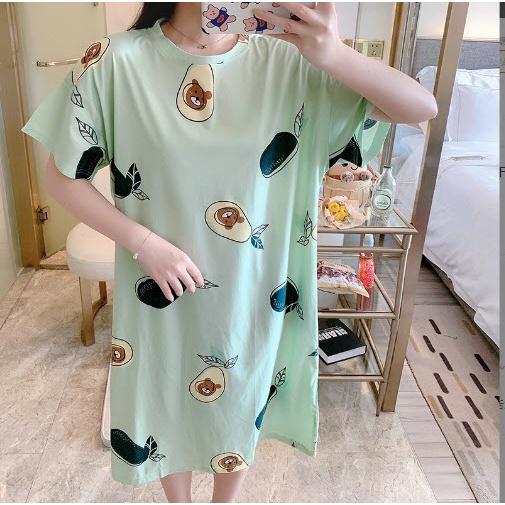 Váy ngủ bầu và sau sinh cho con bú ti - Đầm mặc nhà cho mẹ - Đồ ngủ Cotton thời trang mùa hè Đẹp Giá Rẻ Bigsize