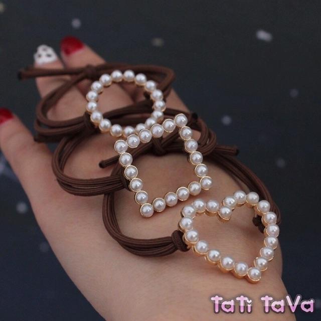 Cột tóc hạt châu hình tim vuông tròn Tatitava