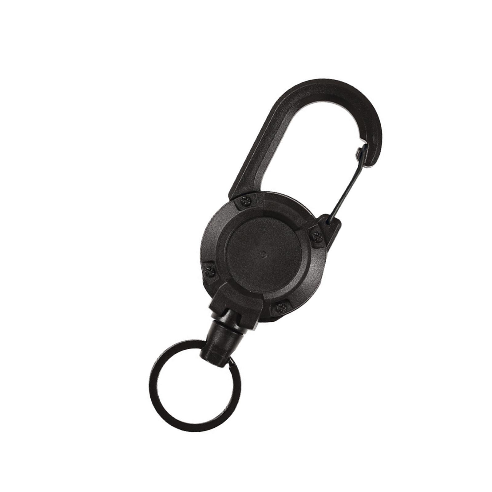 Retractable Keychain Black Steel Cord