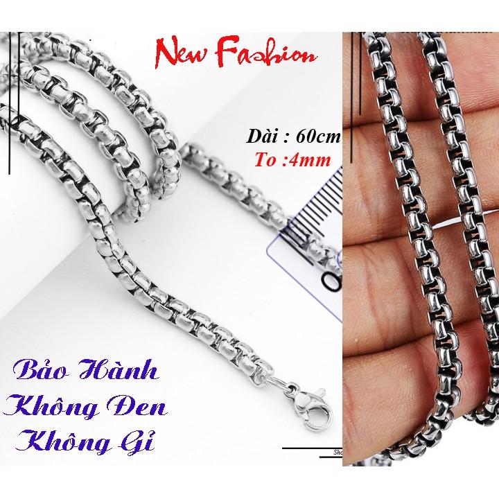 Dây chuyền inox nam kiểu bông dừa khít 4mm đẹp, không đen, không gỉ, chuẩn thời trang