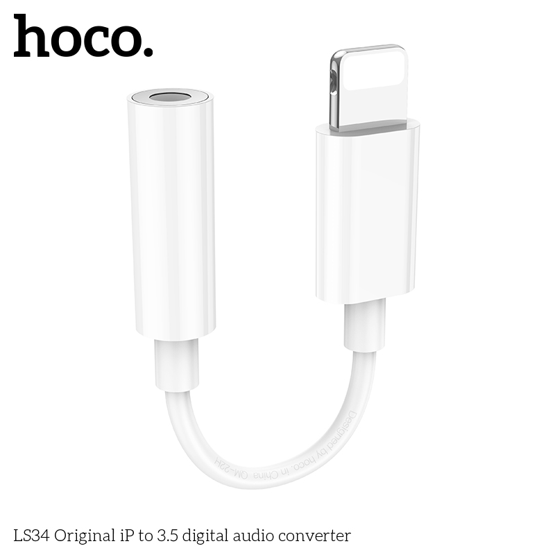 Cổng chuyển đổi Hoco LS34 từ cổng I.p to 3.5mm, hàng chính hãng hỗ trợ vừa nghe nhạc vừa mic đàm thoại dành cho Ip10/11/12/13/14