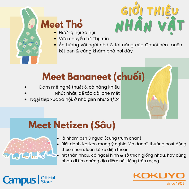 Nhãn vở Campus Land of Too Shy NT-18LTS - 18 cái/tập - Nhãn decal bóc dán dễ dàng