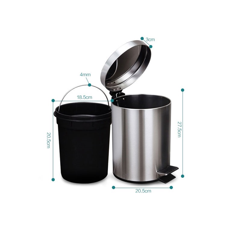 Thùng rác inox chân đạp Pearl Metal Life Charis II Pale 5L - Made in Japan