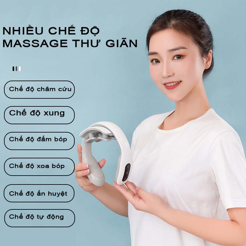 Máy massage cổ vai xung điện hồng ngoại cao cấp - Gối massage cổ vai gáy đa năng công nghệ xung điện kết hợp nhiệt nén nóng, xoa bóp giảm đau thư giãn, trị liệu chuyên sâu - Miếng dán massage Miếng dán massage xung điện 4 đầu tiếp xúc, 6 chế độ massage