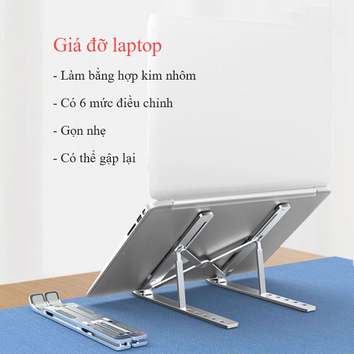 Giá đỡ laptop máy tính ipad macbook Hewolf hàng chính hãng chất liệu hợp kim nhôm cao cấp dễ dàng gấp gọn hỗ trợ tản nhiệt, chống mỏi cổ