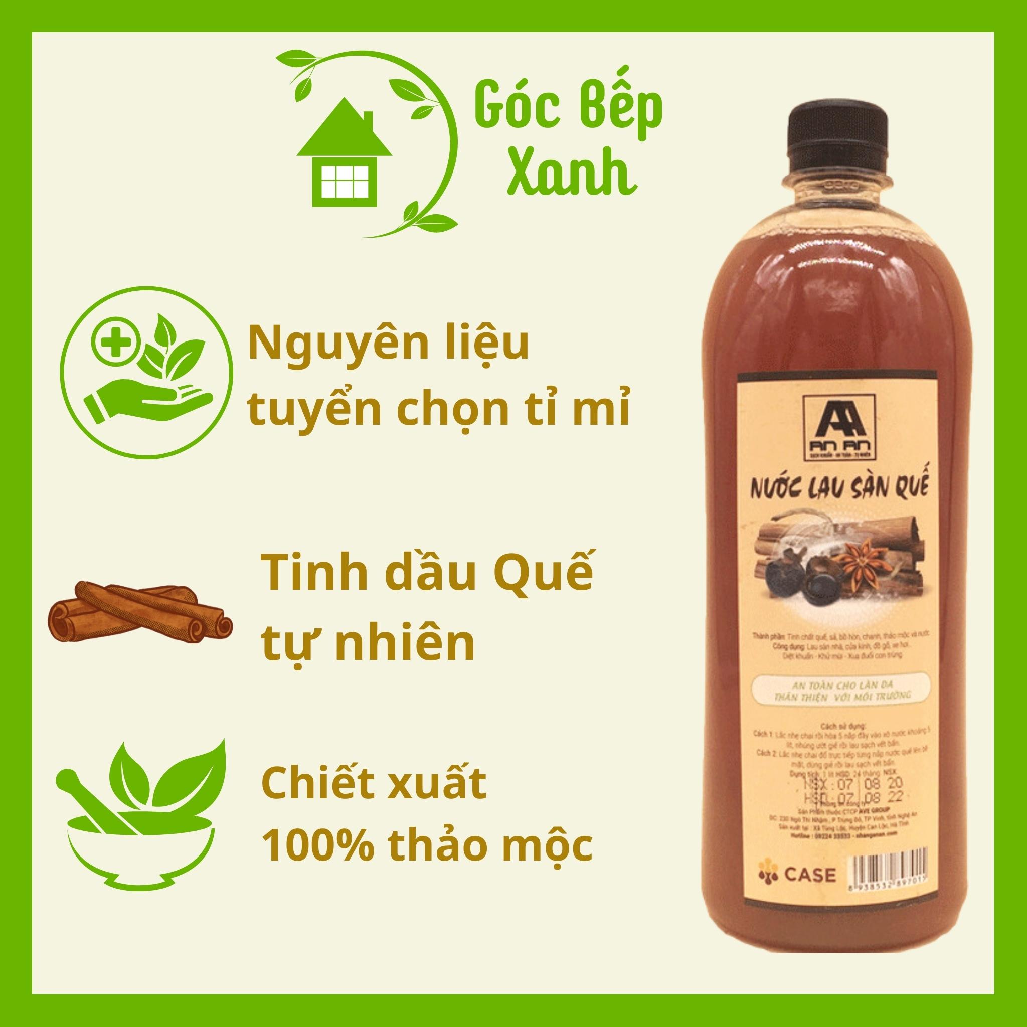 Nước lau sàn hữu cơ An An Quế Dung tích 1 Lít, chiết xuất bồ hòn thiên nhiên
