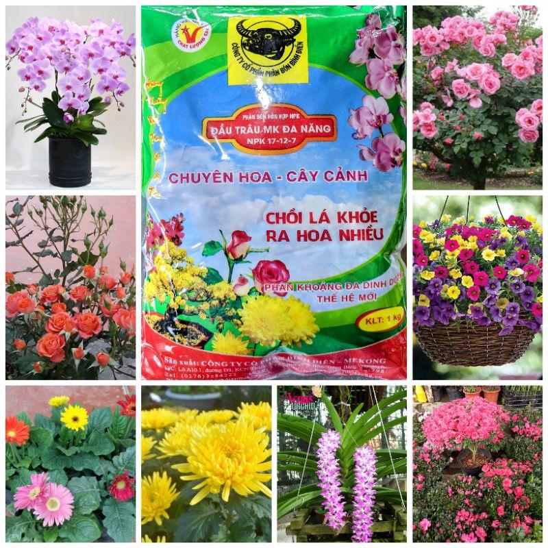 Phân bón Đầu Trâu 1kg. Chuyên dùng cho hoa cây cảnh