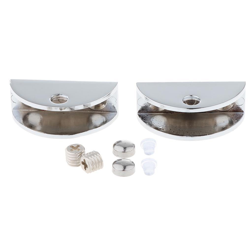 3x2pc Zinc Alloy Fixed Glass Half Circle Adjustable Glass Brackets 8-10mm