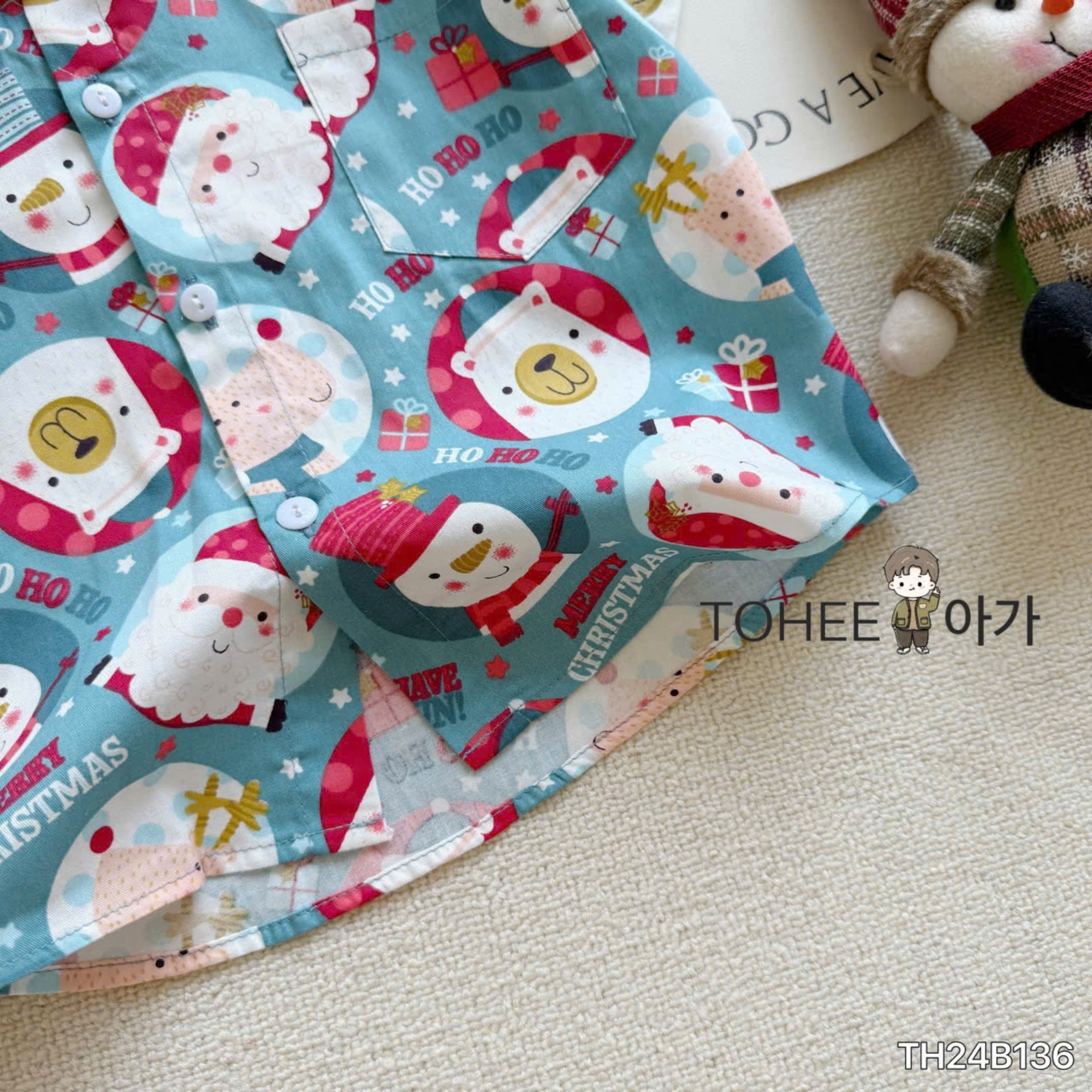 Set bộ cho bé trai áo sơ mi họa noel giáng sinh đi chơi dự tiệc đẹp từ 5-35kg chất kate mềm mát