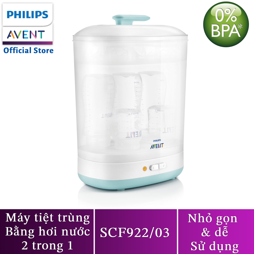 Máy tiệt trùng bình sữa núm ty 2 trong 1 Philips Avent