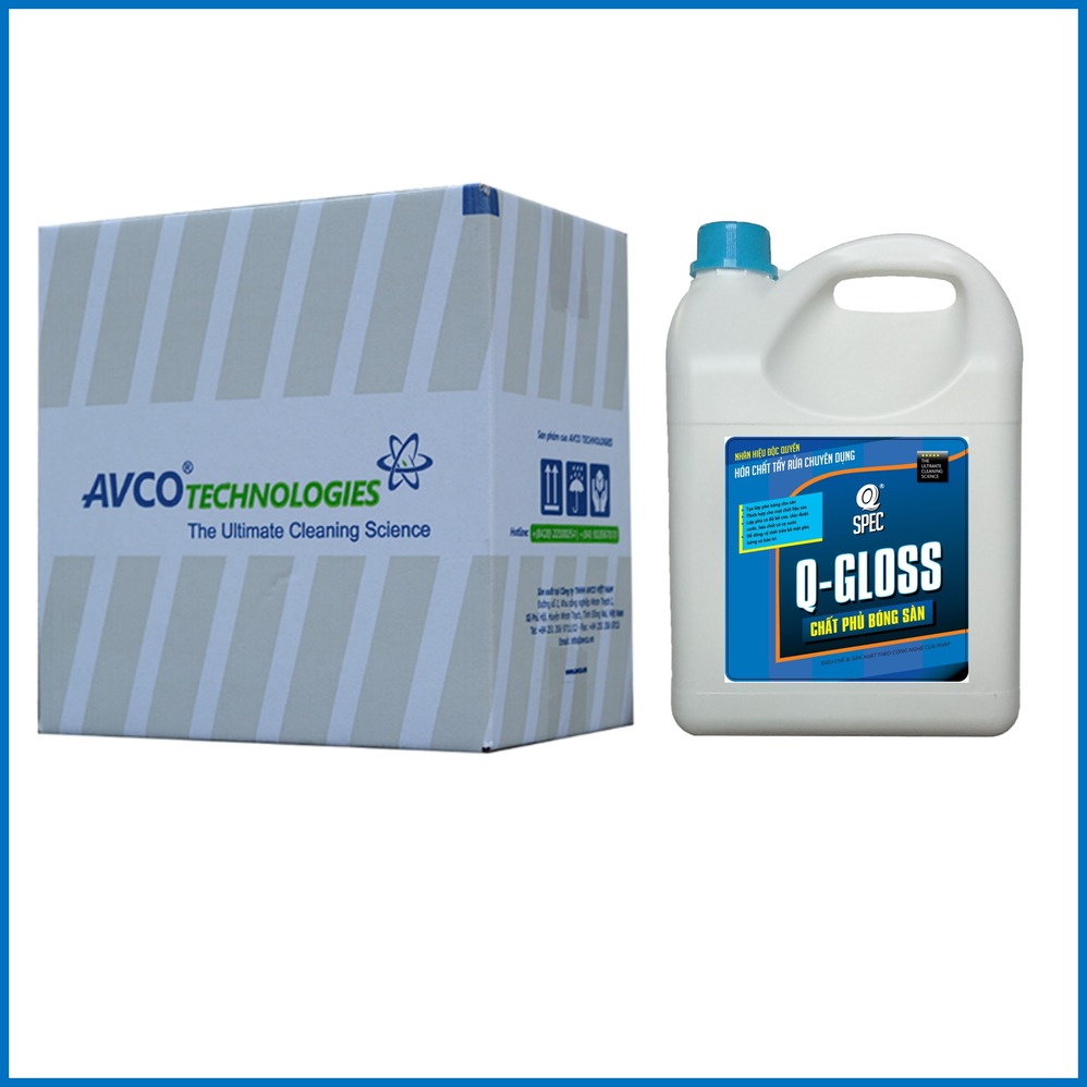 Phủ Bóng Sàn gốc Acrylic AVCOChem - Q-GLOSS - Siêu bóng bền đẹp - Thùng carton (4 x can 4 lít) - Hàng Chính Hãng