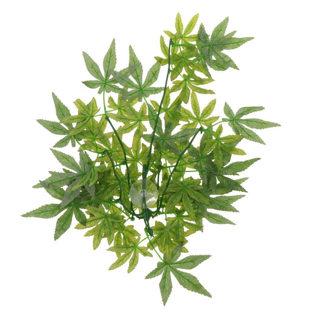 Set of 2, Reptile Terrarium Leaves Vines Vivarium Ornament Fake Plant Decor
