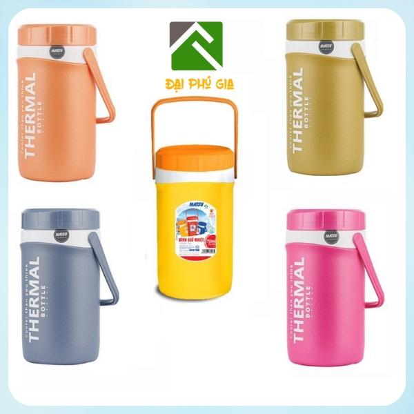 Bình giữ nhiệt 1L / 2L / 3L / 4L Matsu Duy Tân Có Vòi Có Tay Cầm chất liệu nhựa cao cấp độ bền cao màu nhũ