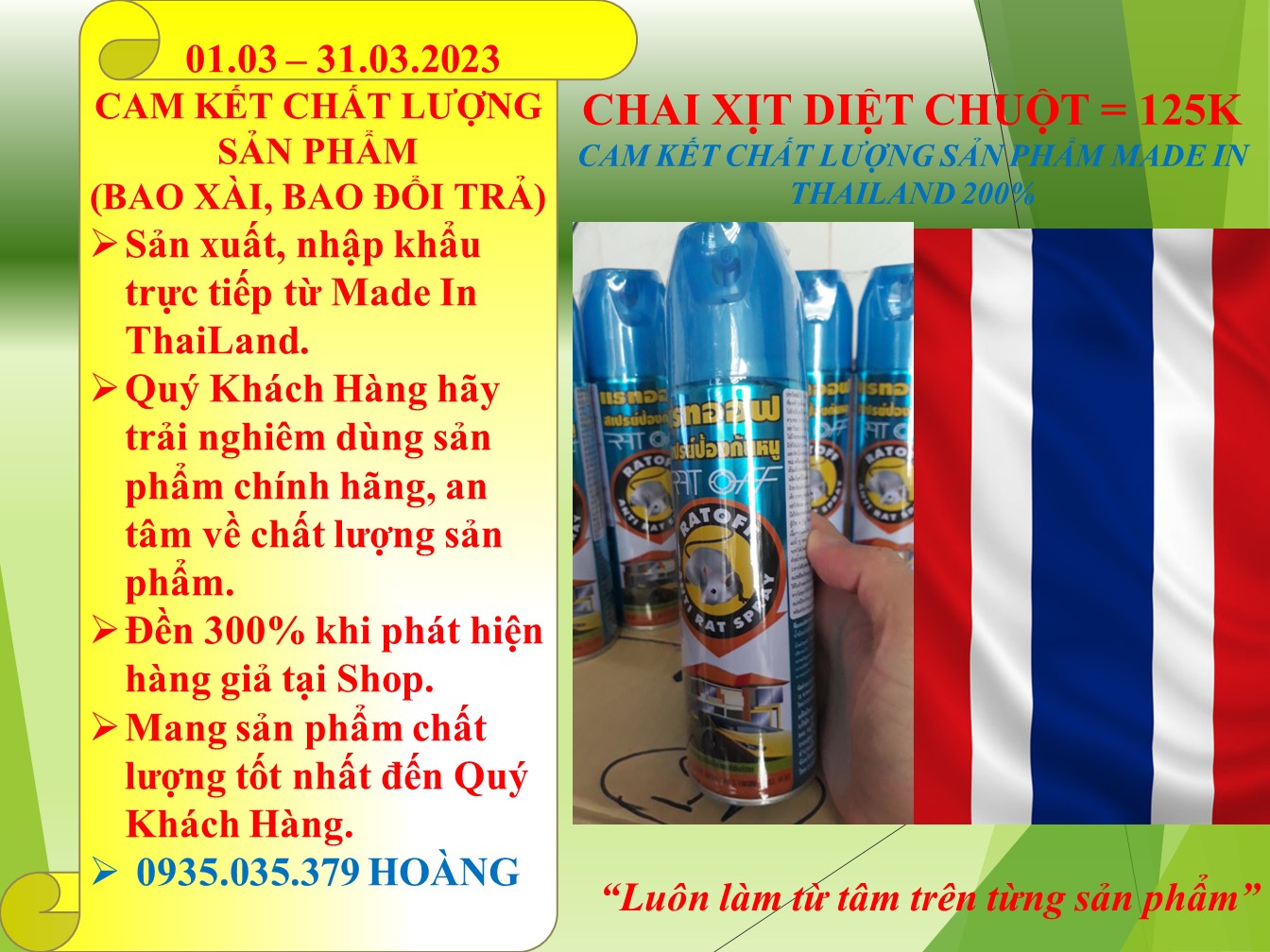 CHAI XỊT DIỆT CHUỘT- CAM KẾT HÀNG THẬT THAILAND 100