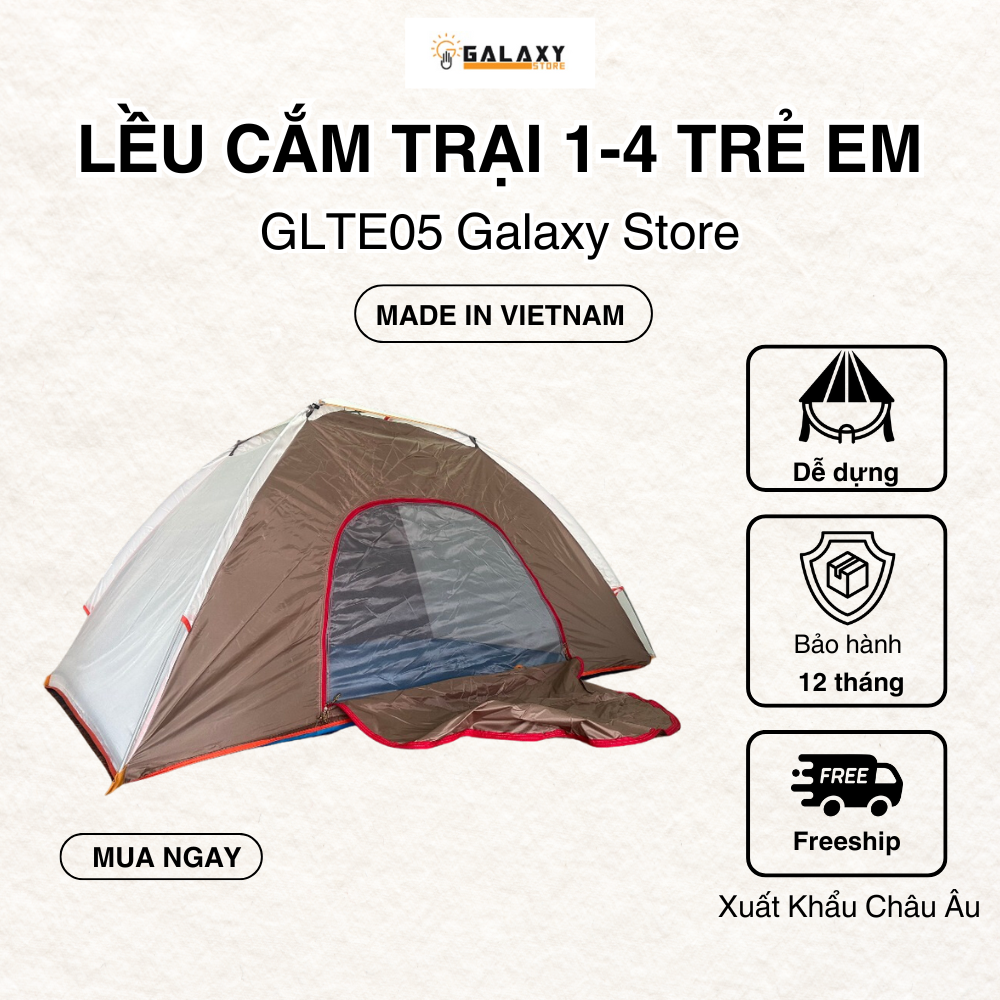 Lều Cắm Trại Chơi Nhà Lều Cho 1-4 Trẻ Em Galaxy Store GLTE05, Hàng Chính Hãng Có Khung Chắc Chắn Kích Thước Gọn Nhẹ