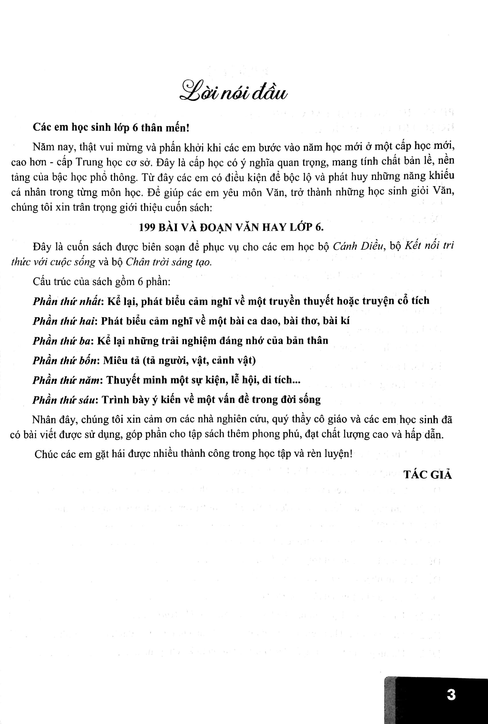 199 Bài Và Đoạn Văn Hay Lớp 6 (Biên Soạn Theo Chương Trình Giáo Dục Phổ Thông Mới)