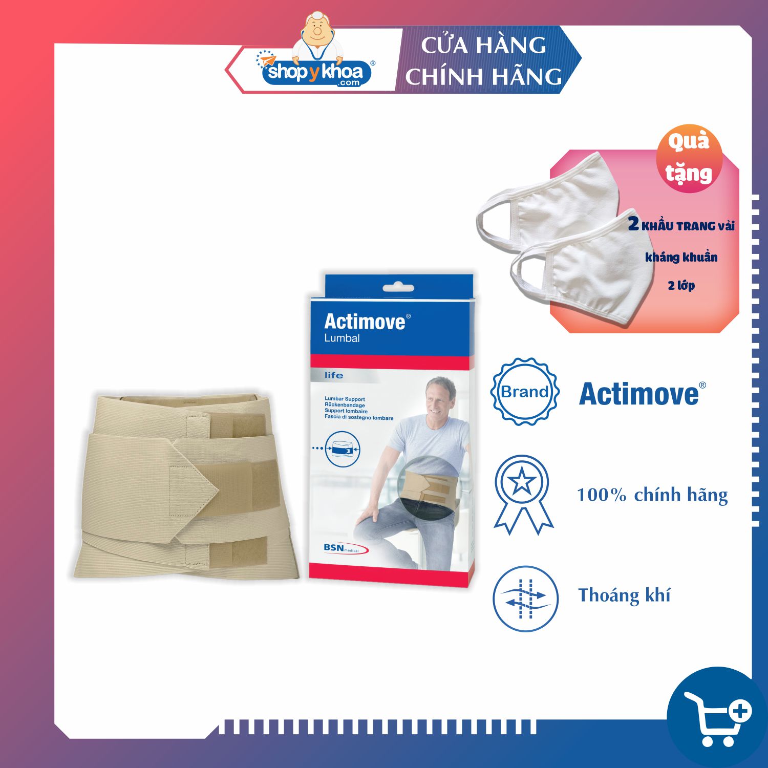 [CÓ QUÀ TẶNG] Đai lưng hỗ trợ đau và chấn thương lưng Actimove Lumbal