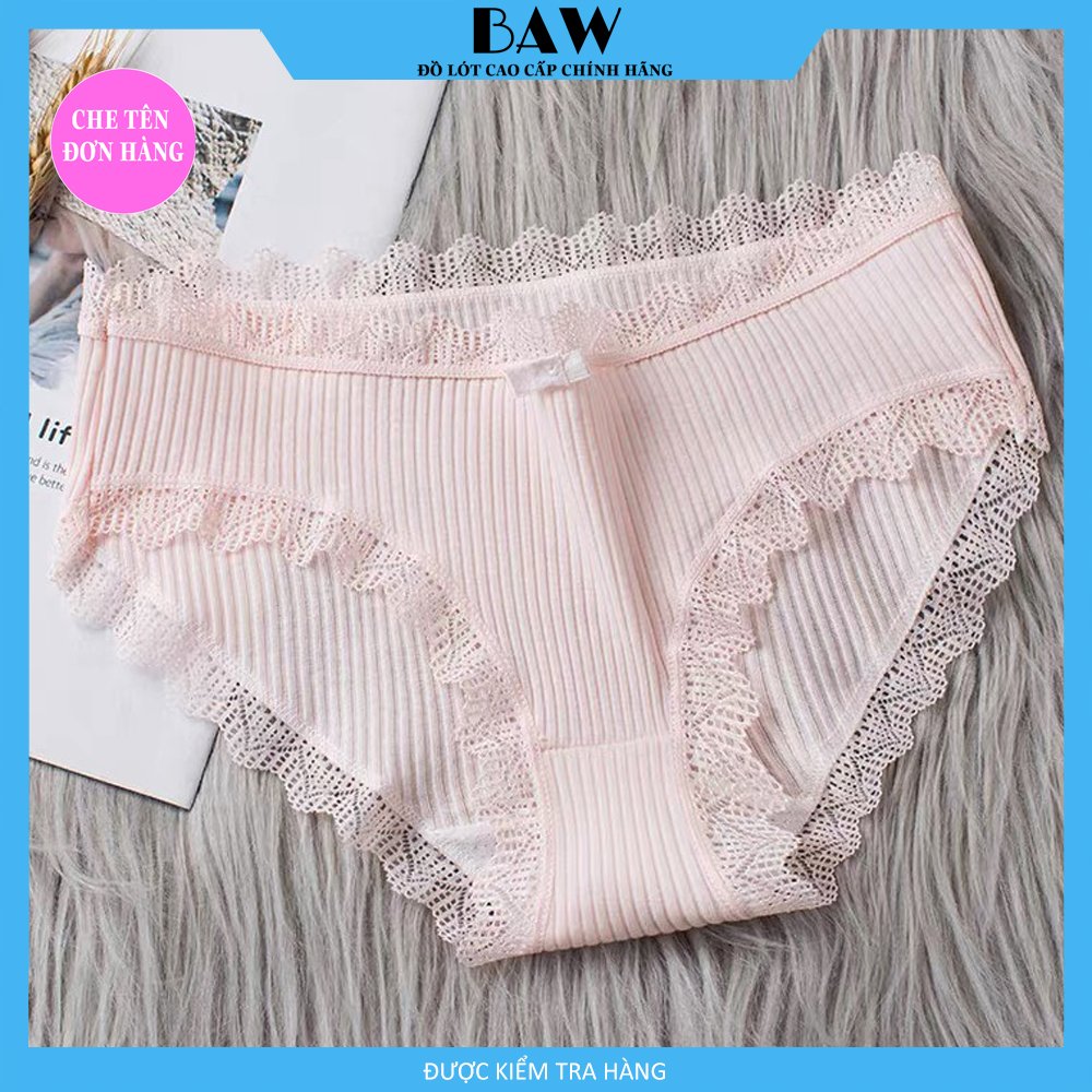 Bộ 5 Quần Lót Nữ Cotton gân tăm kháng khuẩn thương hiệu BAW hoạ tiết viền ren sexy điệu đà QLN04