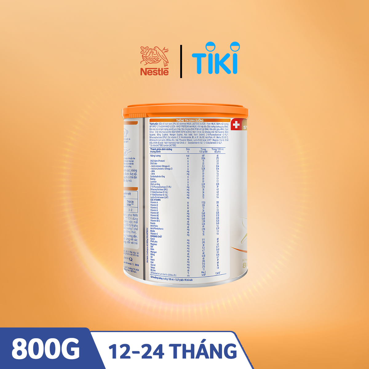 Sữa bột NAN INFINIPRO A2 Thụy Sĩ 2 800g với sự kết hợp độc đáo giữa đạm quý A2 và 5HMO