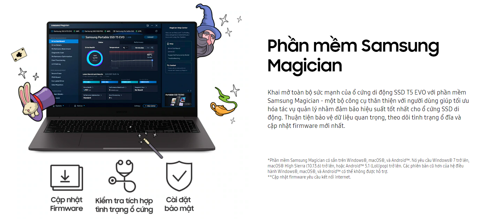 Ổ cứng di động Samsung SSD T5 EVO USB 3.2 Gen 1 2 TB, Tốc độ đọc/ghi 460MB/s, Tương thích Mac, PC, Laptop Hàng chính hãng