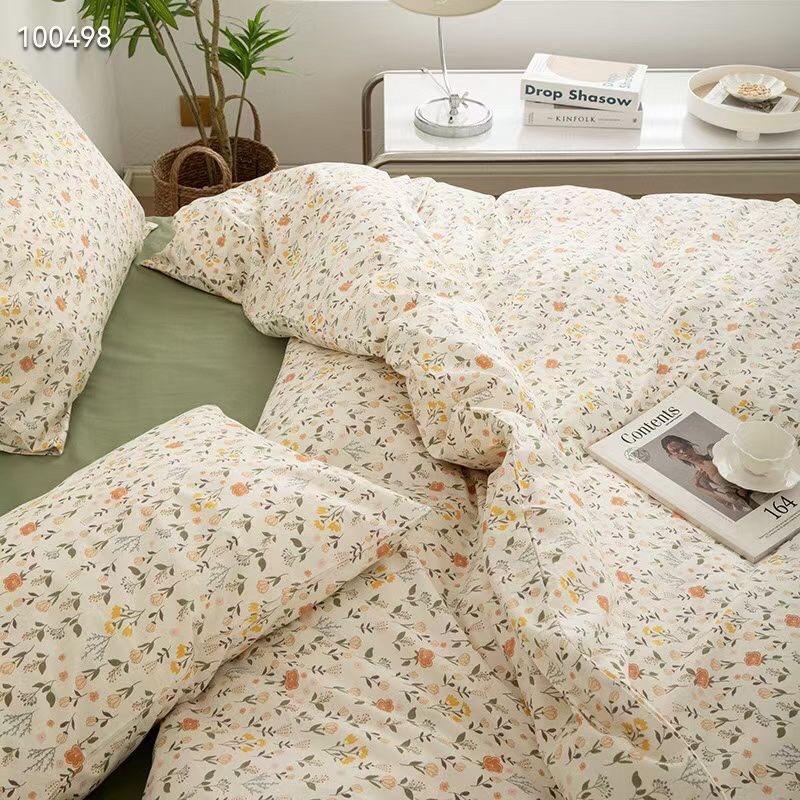 Bộ Chăn Ga Gối Cotton Living 100% Cotton Hàng Nhập Khẩu Cao Cấp 4 Món Hoa Nhí