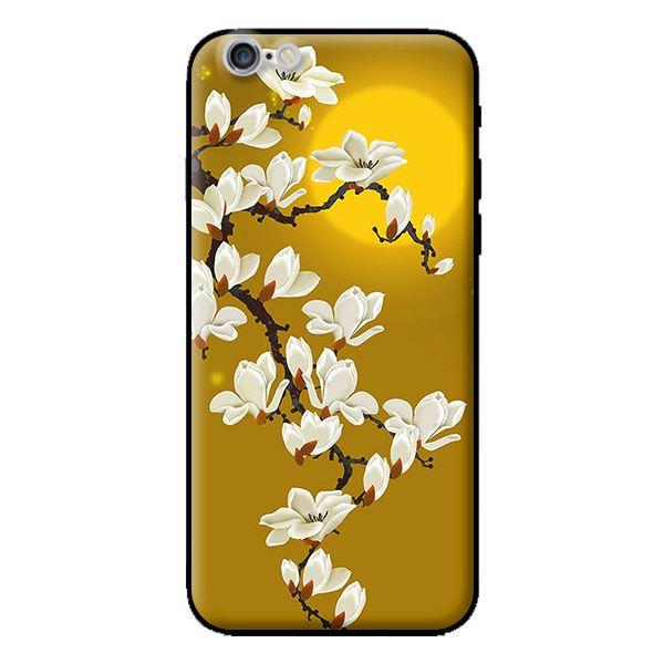 Ốp in cho iPhone 6 Hoa Trắng Nền Vàng - Hàng chính hãng