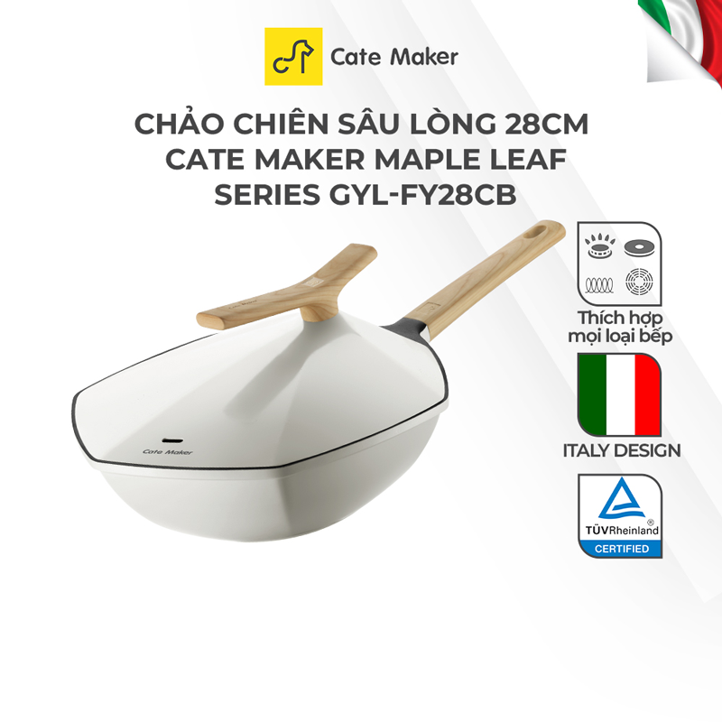 Chảo chống dính lục giác Cate-Maker MAPLE LEAF SERIES GYL-FY28CB, size 28cm, dùng cho mọi loại bếp