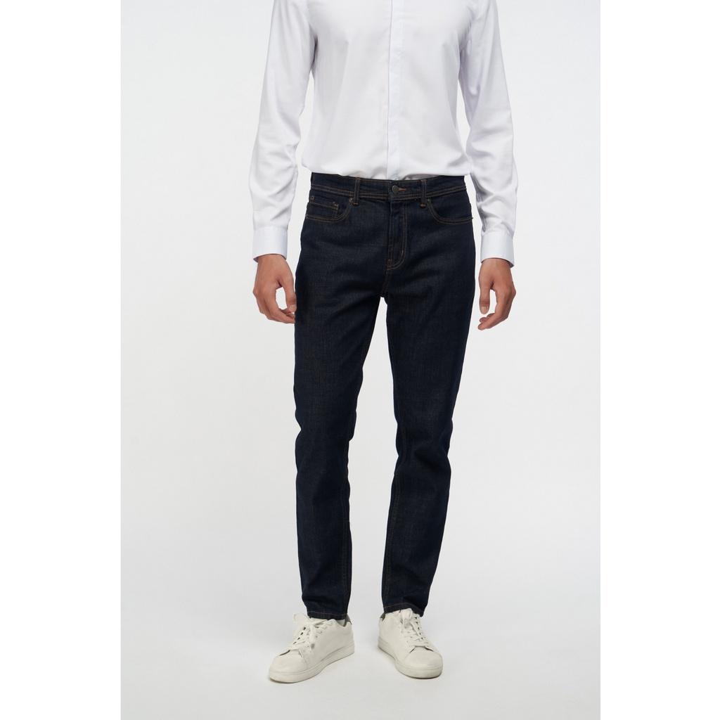 Quần jeans tiêu navy xanh đậm chỉ nổi màu vàng form slimfit - 10F20DPA103CR1 | LASTORE MENSWEAR