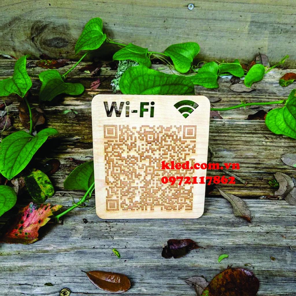 bảng gỗ wifi decor treo cửa tên shop quét mã QR tiện lợi giá rẻ "Free Ship"