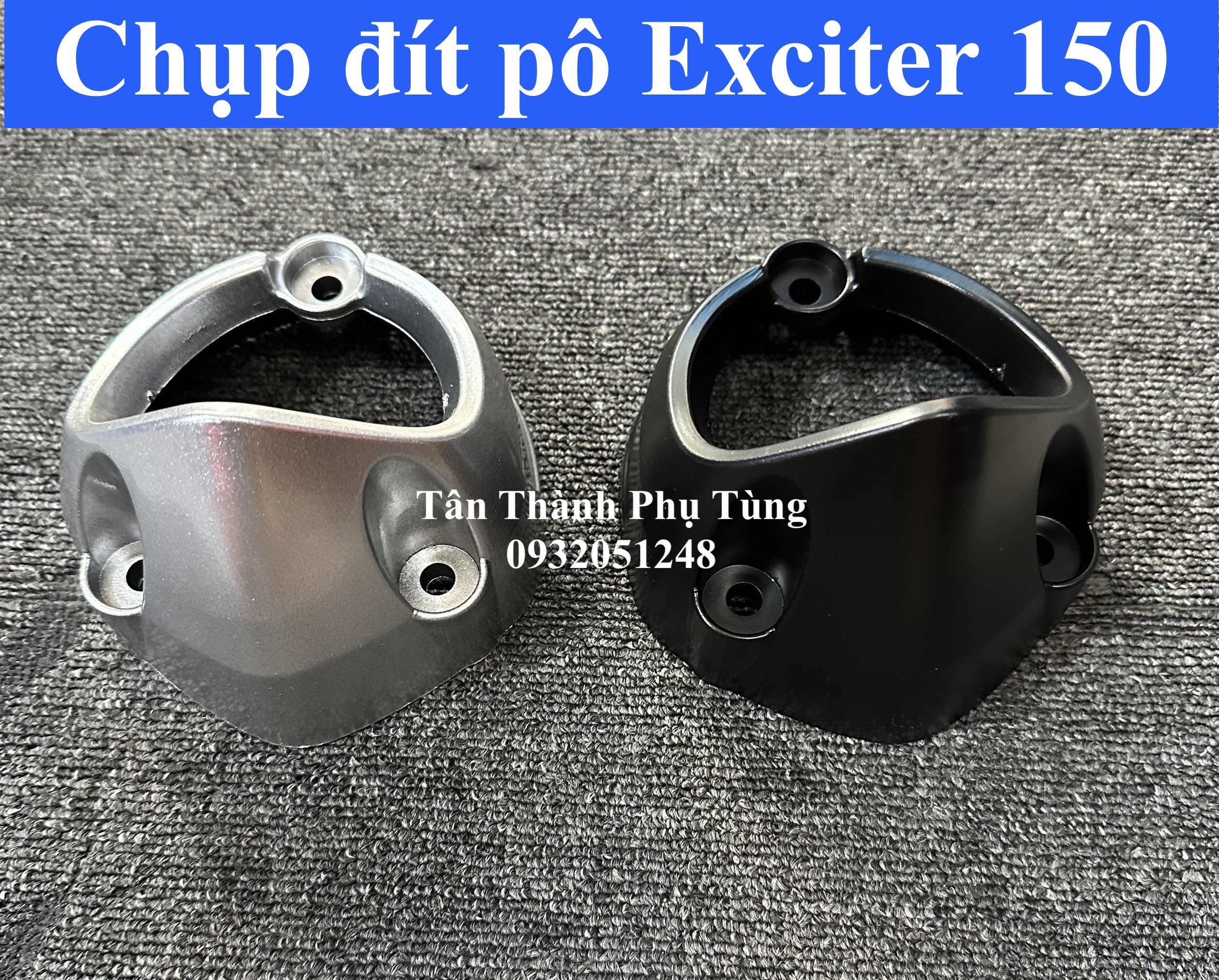 Chụp đít pô dành cho Exciter 150 màu Bạc, đen