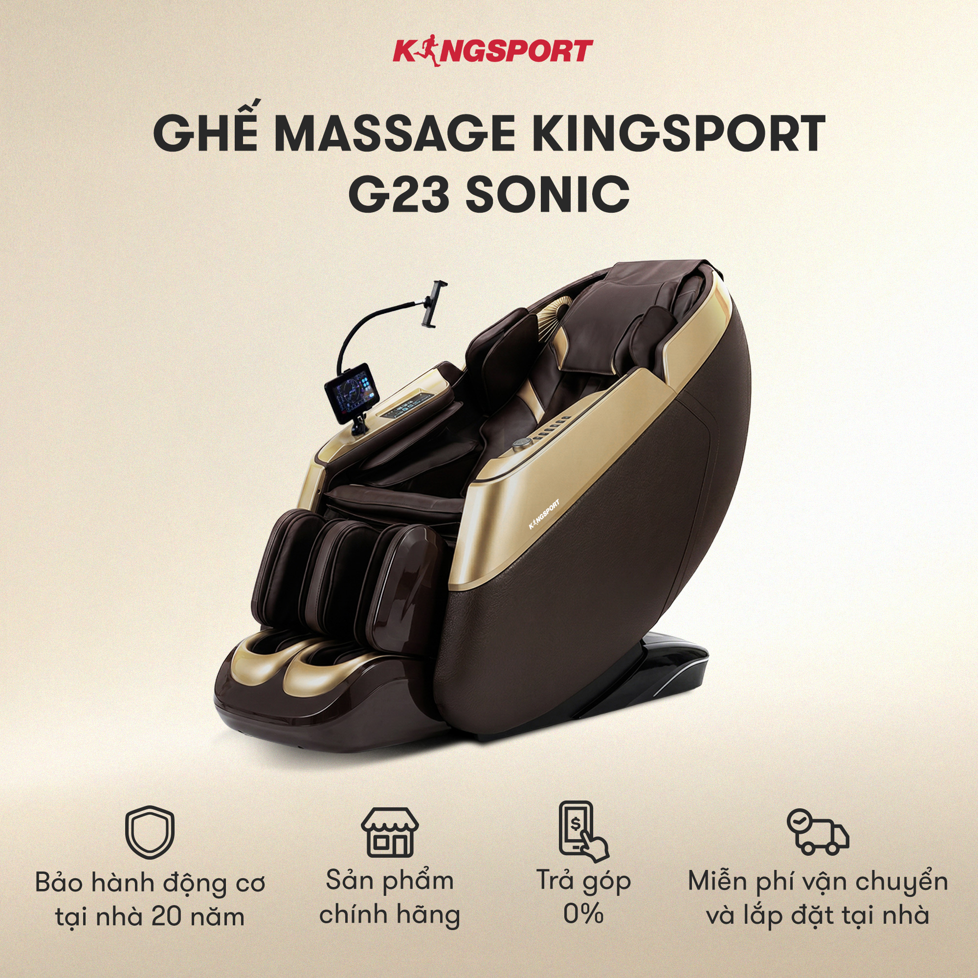 [Miễn phí lắp đặt] Ghế Massage KINGSPORT Standard G23 Sonic Công Nghệ Massage KingSonic với 12 Bài Massage Chuyên Nghiệp