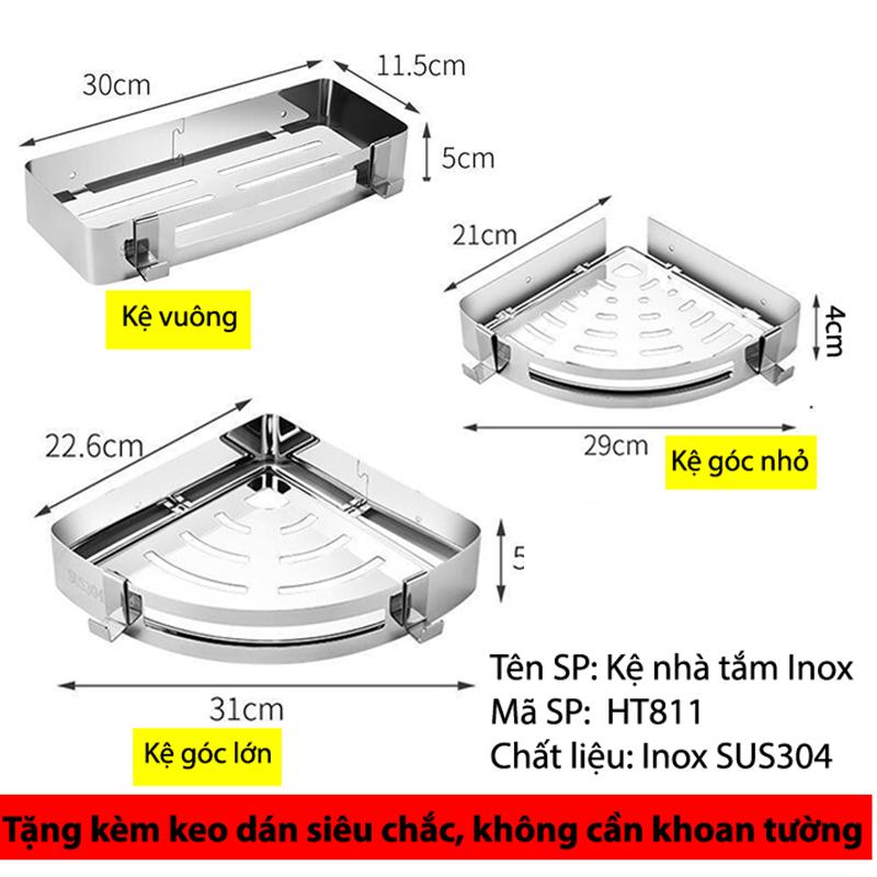 Kệ nhà tắm dán tường Inox 304 cao cấp HT811 ( TẶNG KÈM keo siêu dính)