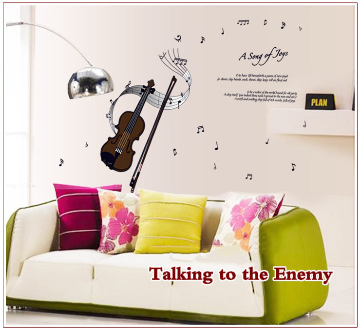 Decal dán tường Âm nhạc Piano và Guitar AmyShop - 2 bộ
