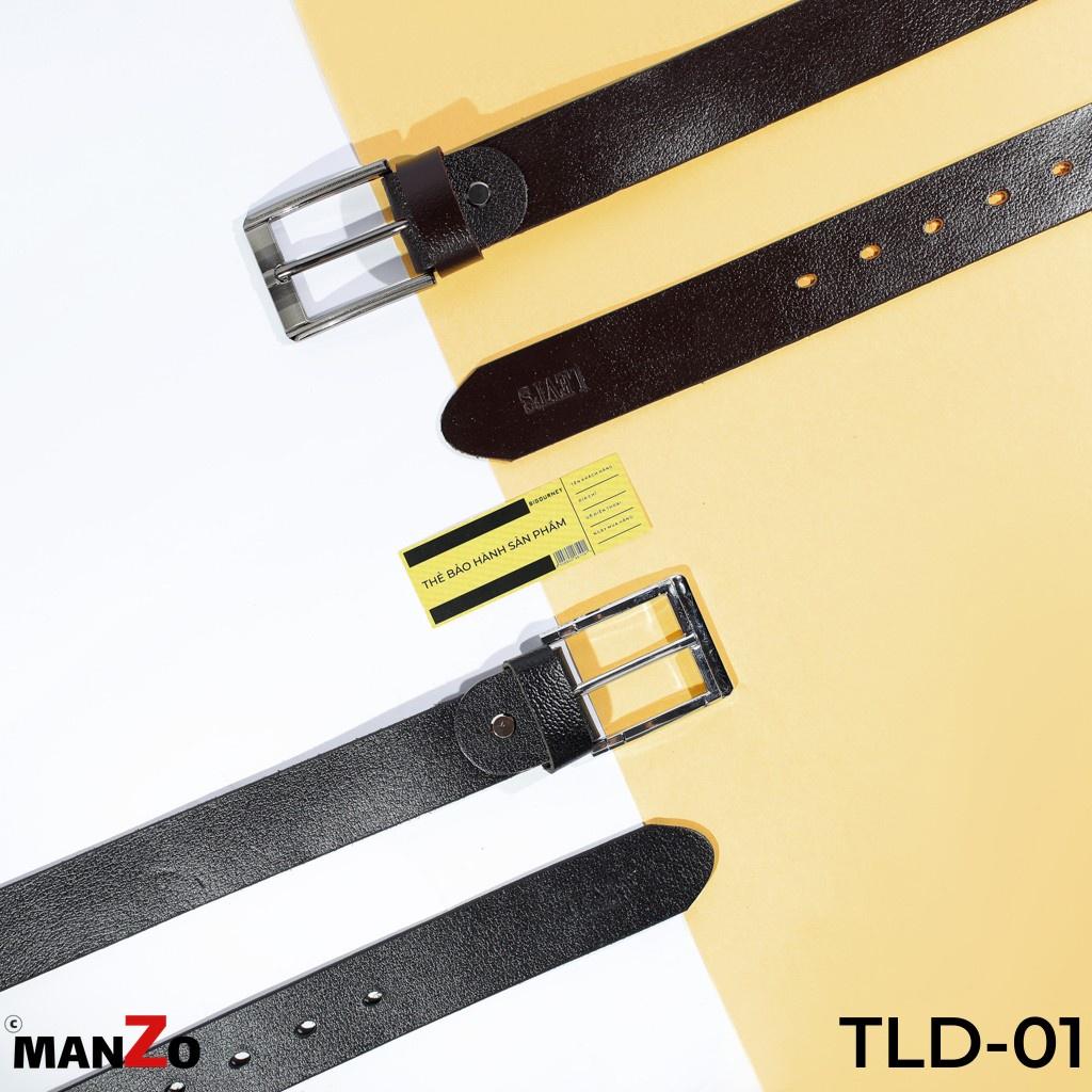 Thắt lưng da bò nam màu đen cao cấp bảo hành 18 tháng MANZO TLD-01