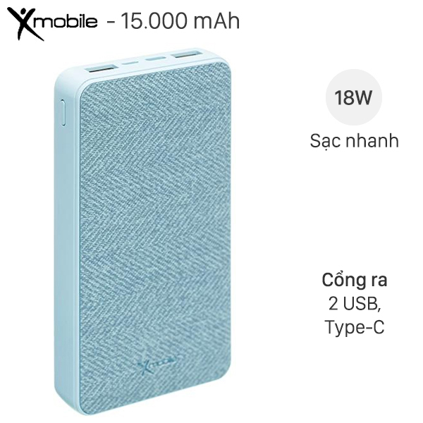 Pin sạc dự phòng Polymer 15.000 mAh Type C PD QC3.0 X-mobile PowerBox P72D - Hàng chính hãng